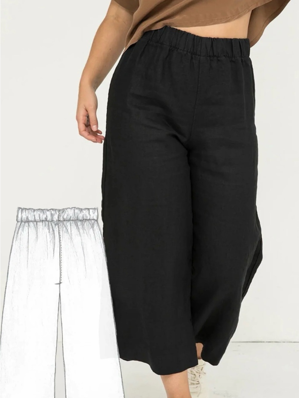 Women's Elizabeth Suzann Navy Florence midweight Linen Pants.